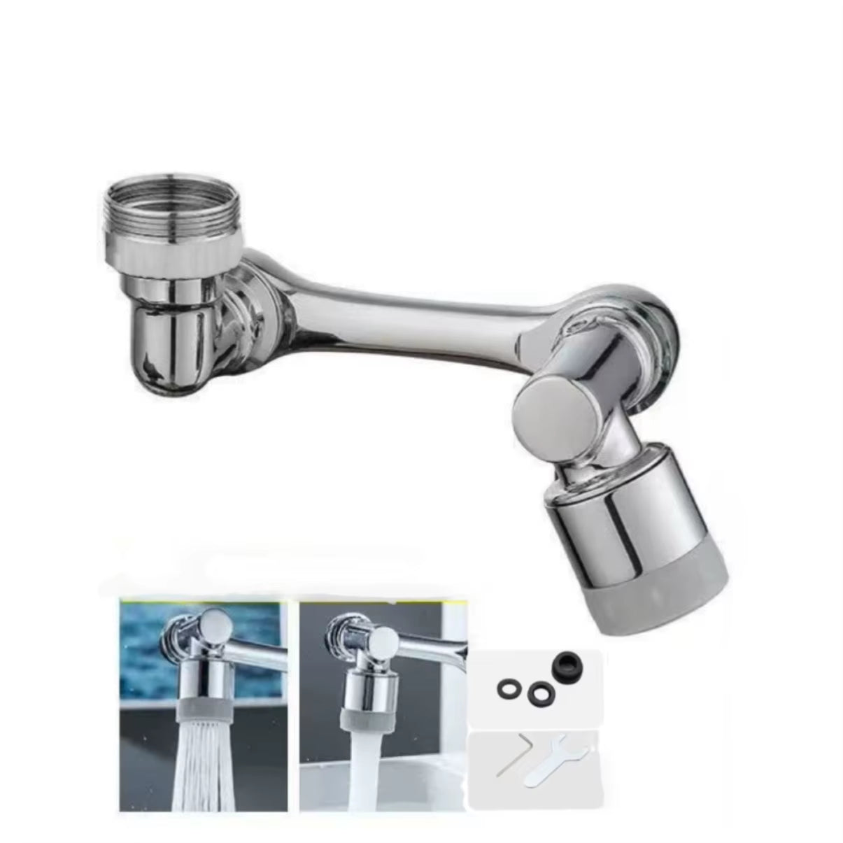 AquaTwist™ 1080° Rotating Faucet Sprayer – Universal Metal Tap Extender with Aerator Nozzle & 22/24mm Adaptor