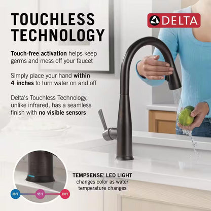 Delta Essa Touch/Touchless Venetian Bronze 16 in. H Pull Down Sprayer Kitchen Faucet with 360 Degree Spout Swivel