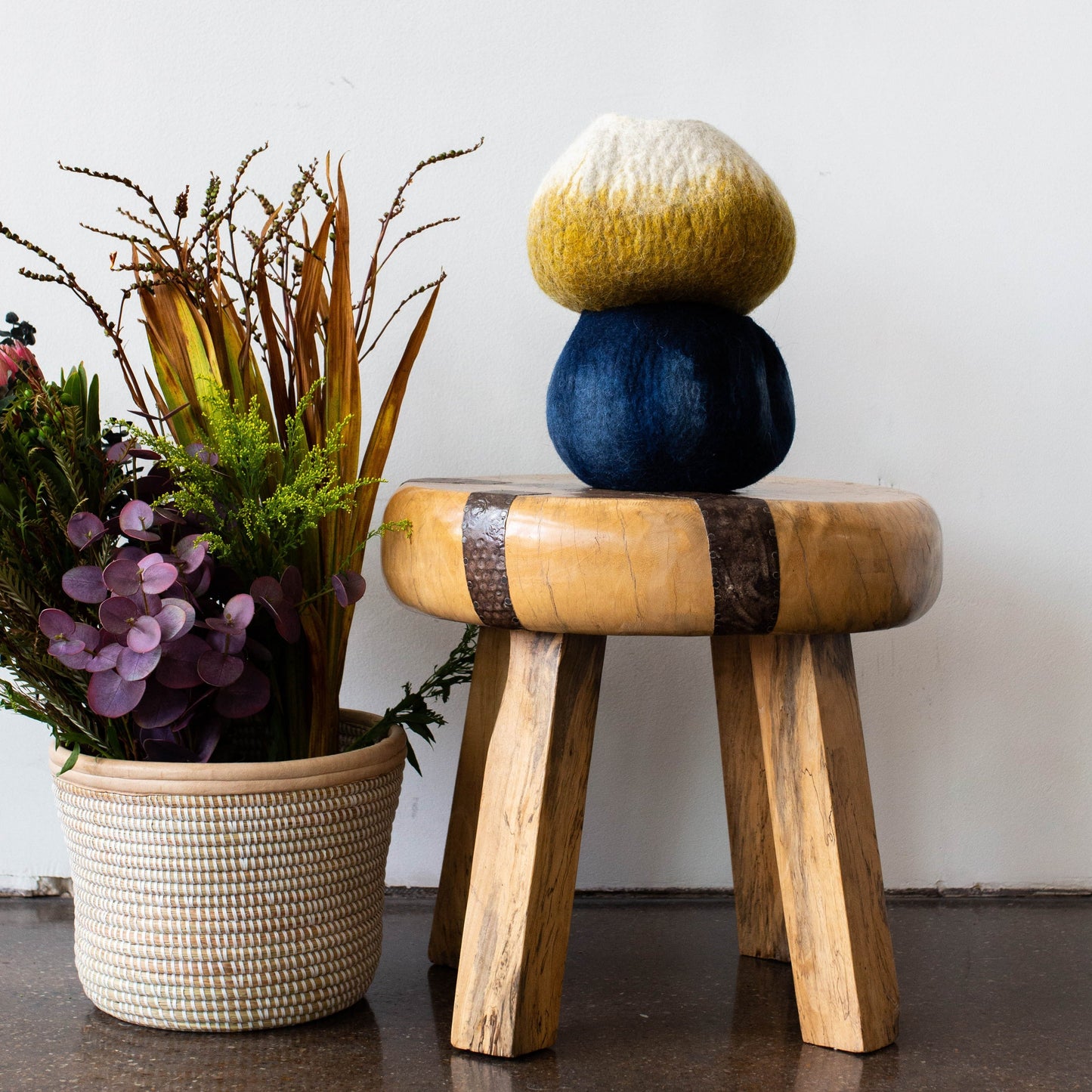 Adire Tye-Dye Indigo Blue Wool Decorative Ukhamba Bowl