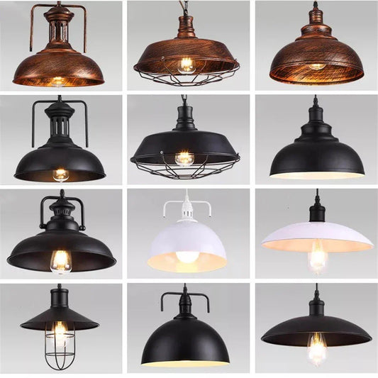 American Barn Pendant Light Vintage Iron Hanging Lamp for Kitchen Living Room Decor