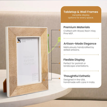 Wood Resin Inlay Picture Frame 4x6 5x7 Photo Frame Decor