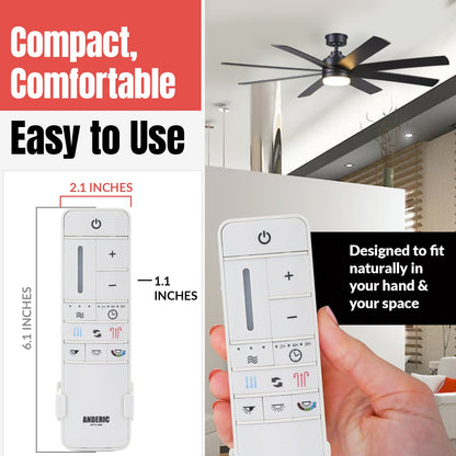 Anderic TR198B Replacement Ceiling Fan Remote Control for Home Decorators Collection 2AQZU-18012 / KUJCE10308 / TR198A / RRTR198B