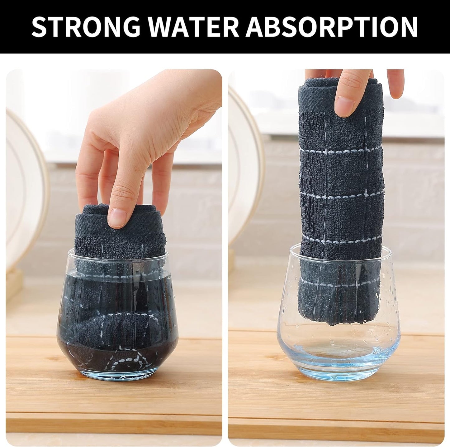 100% Cotton Terry Kitchen Dish Cloths, Highly Absorbent, Fast Drying and Machine Washable Dish Towel - Great for Household Cooking Cleaning, 6 Pack, 12 X 12 Inches, Dark Grey