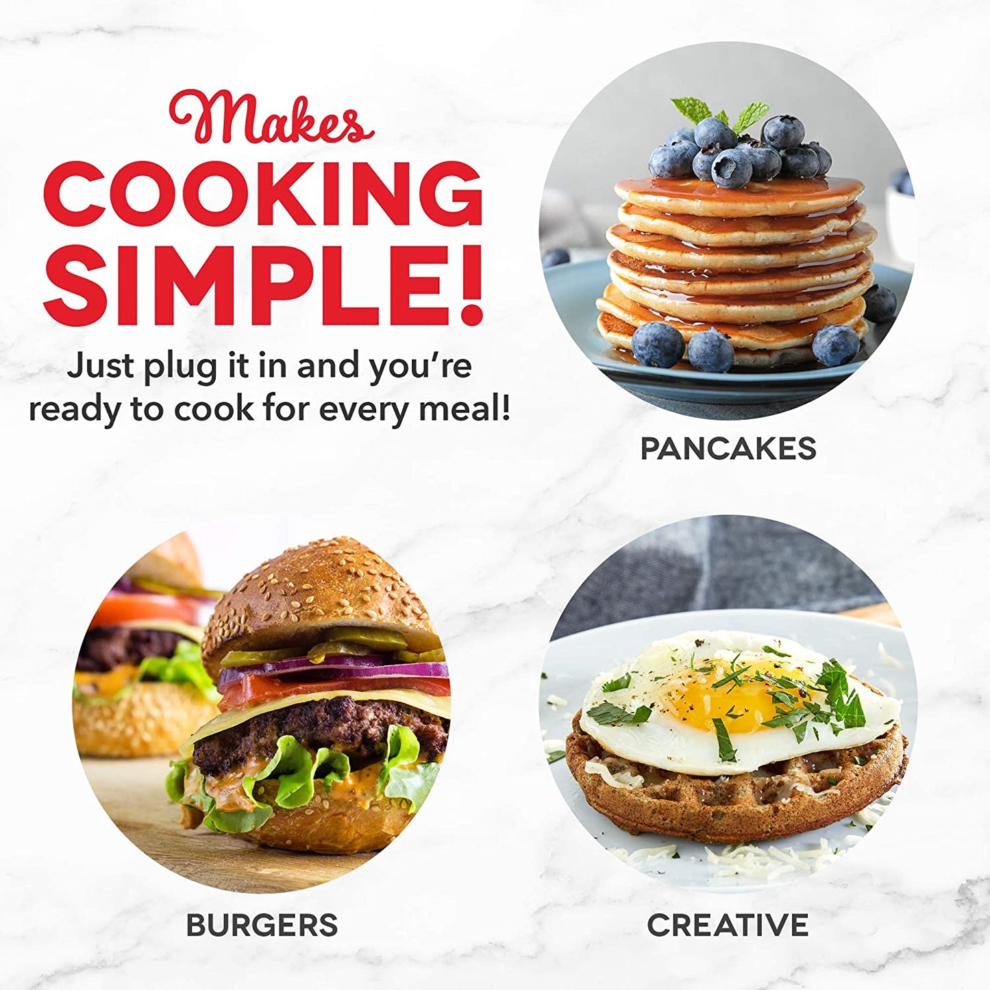 Mini Maker Set - Customized Treat Maker - Supports Multi-Function Cooking - Easy Cleanup and User-Friendly Design - Red - Waffle & Griddle Irons