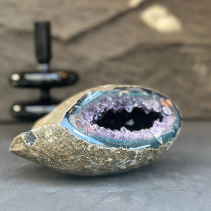 Extra Large Amethyst Geode Centerpiece With Agate